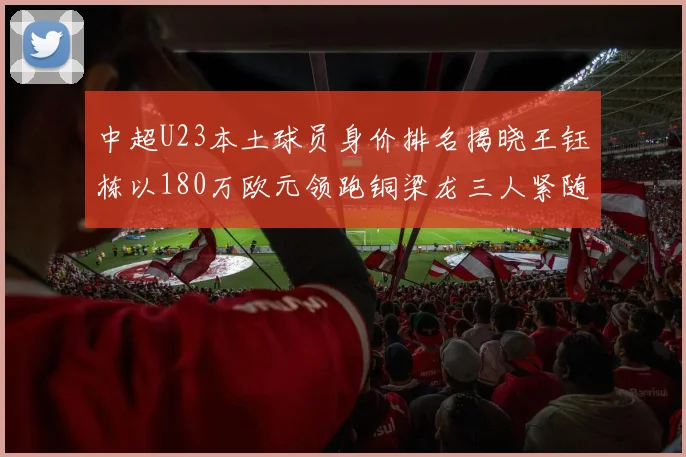 中超U23本土球员身价排名揭晓王钰栋以180万欧元领跑铜梁龙三人紧随其后